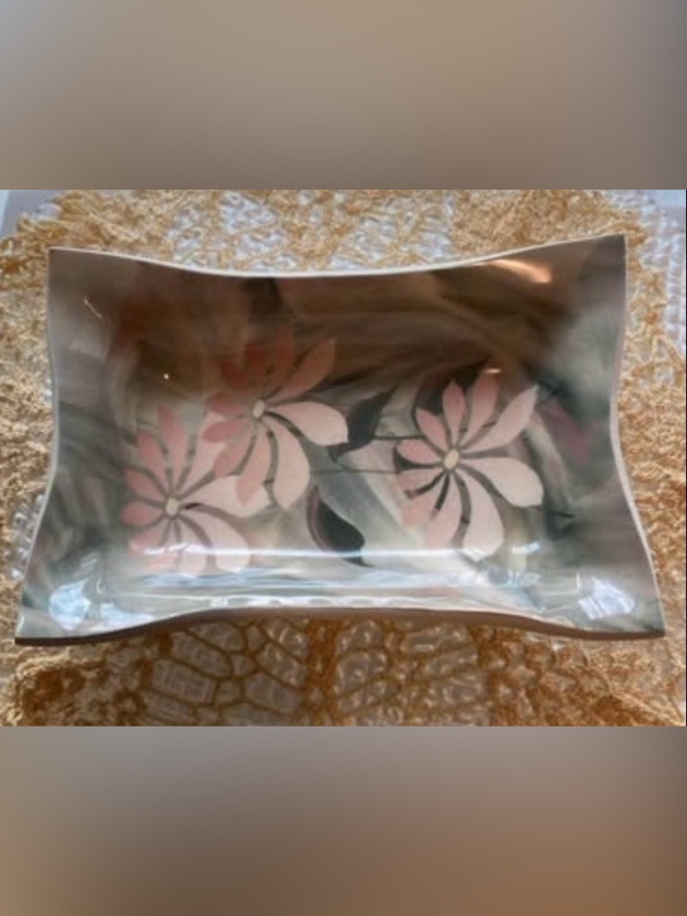 Vintage Handmade Porcelain Floral Dish, signed Ken Chernavitch; Winnipeg, MB